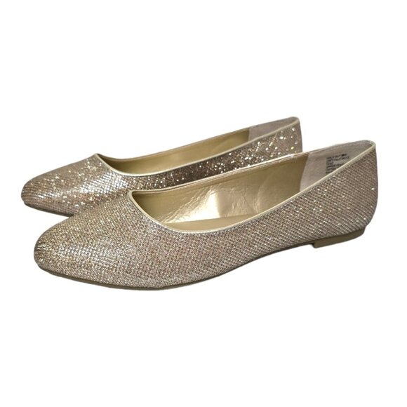 Cynthia Rowley Shoes - Cynthia Rowley Crystal Gold Glitter Almond Toe Flats Sz 9